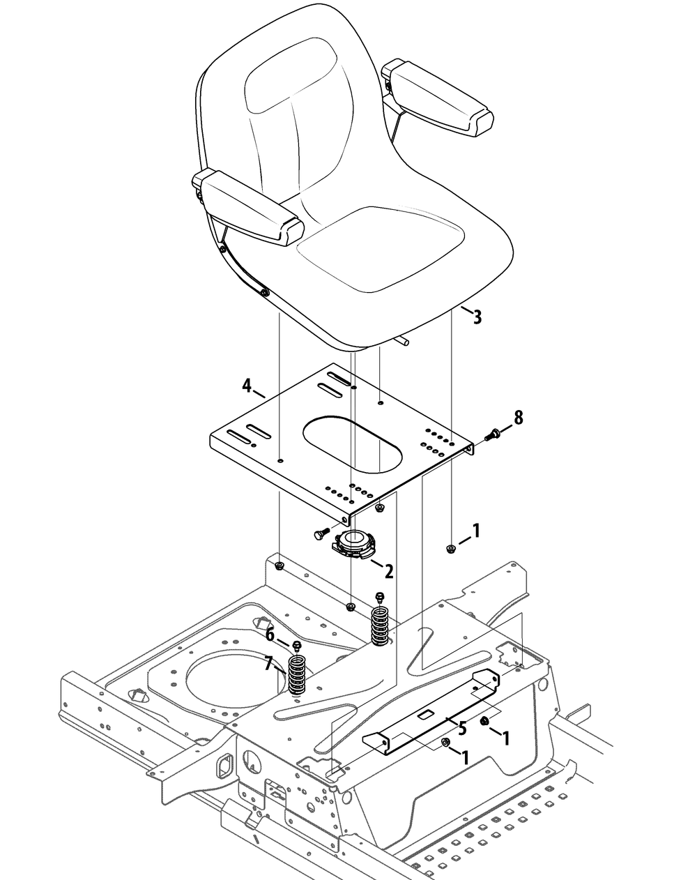 Seat Adjustment Diagram and Parts List for Z-FORCESZ48 (17AIDGHB-17AIDGHB010)(2015) Cub Cadet Lawn Tractor